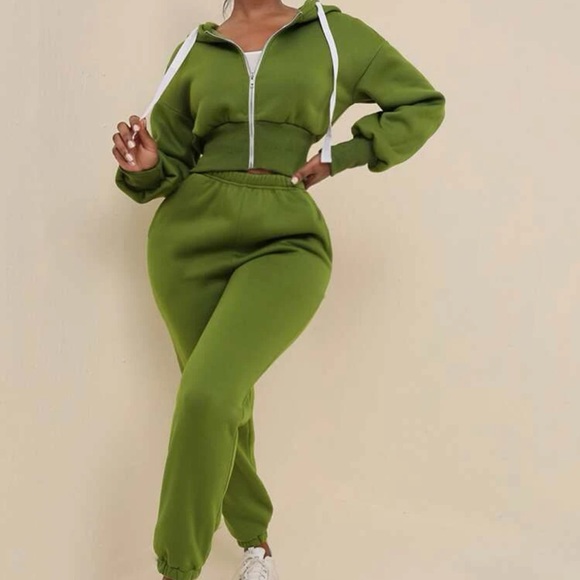 Drop shoulder Drawstring Hoodie & Sweatpants - Picture 2 of 2